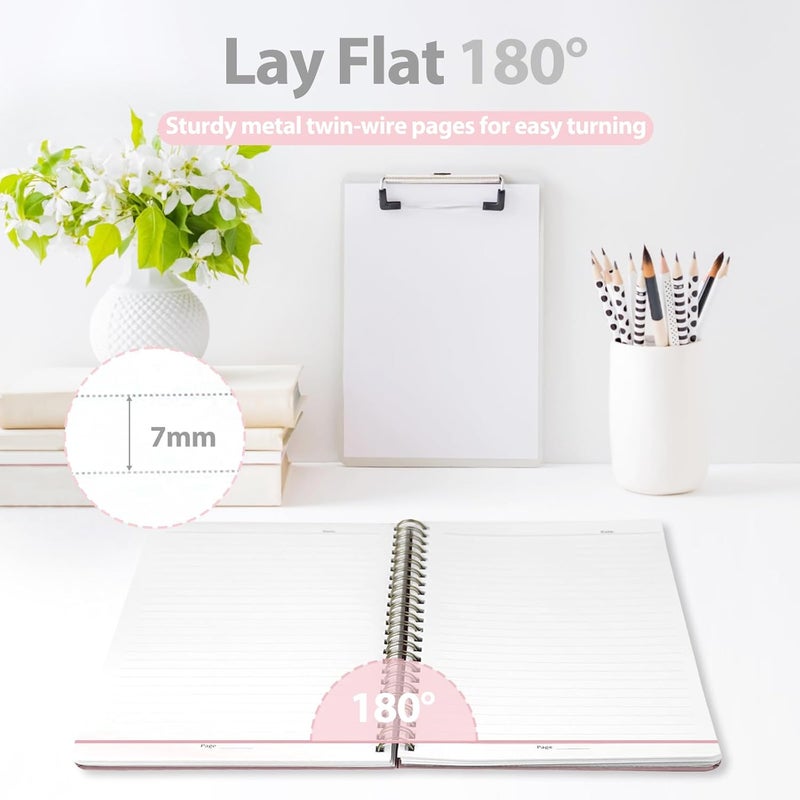 VALOME Journaling Notebooks, A5 Lined Spiral Notebook for Women & Men, 146 Pages College Ruled Hardcover Note Book for Work, Note Taking, Journaling, School, Writing (PINK) - Image 4